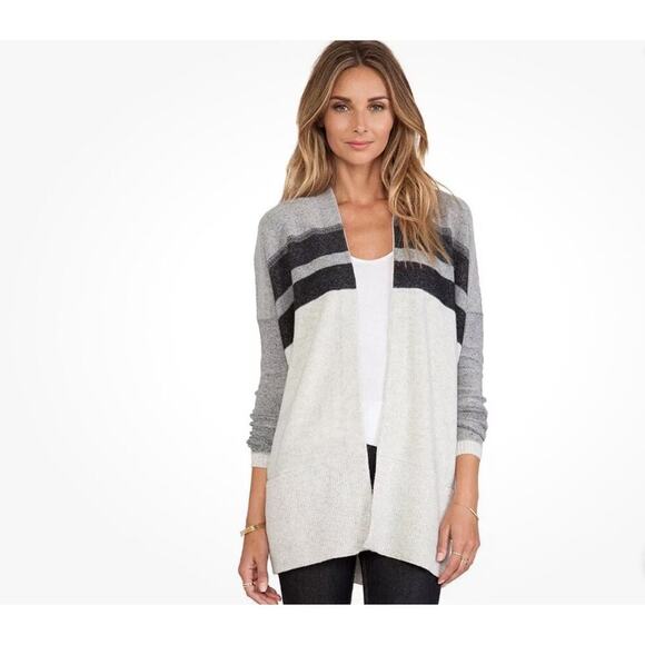 Vince Variegated Wool & Cashmere sweater Cardigan SZ SM striped open front - Picture 1 of 8